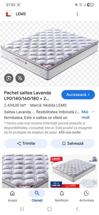 Vand saltea Lavanda Lems 160×200