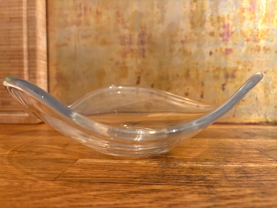 Bol / fructieră Murano sticlă transparentă, manual lucrată, rar