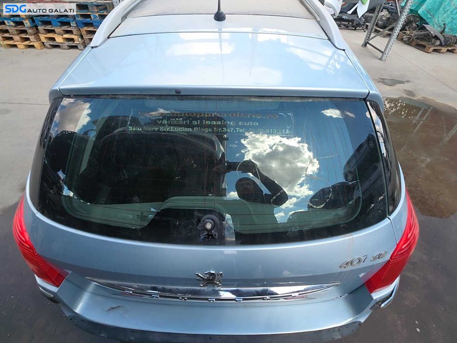 Haion Hayon Portbagaj Dezechipat cu Luneta Geam Sticla Peugeot 407 SW Break Combi 2004 - 2010 Culoare Albastru Azuriu EYL (imperfectiuni) [Q7832]