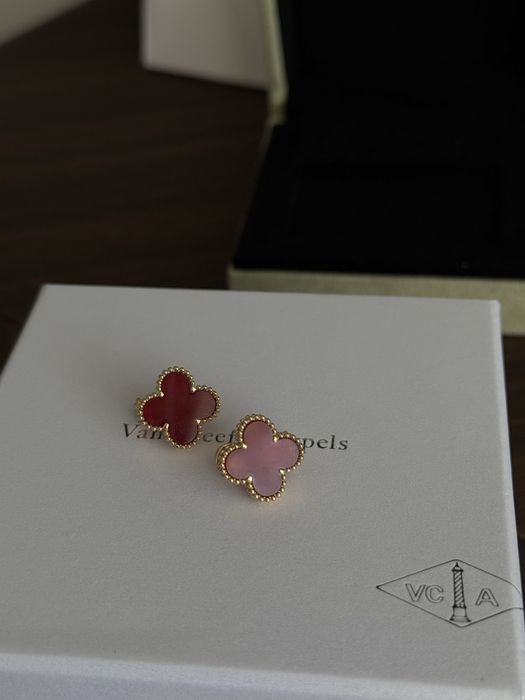Серьги Van cleef розовый, синий, красный