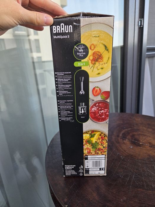 Mixer vertical Braun MQ30201M, 900 W, 2 viteze, chopper+pahar gradat- Nou