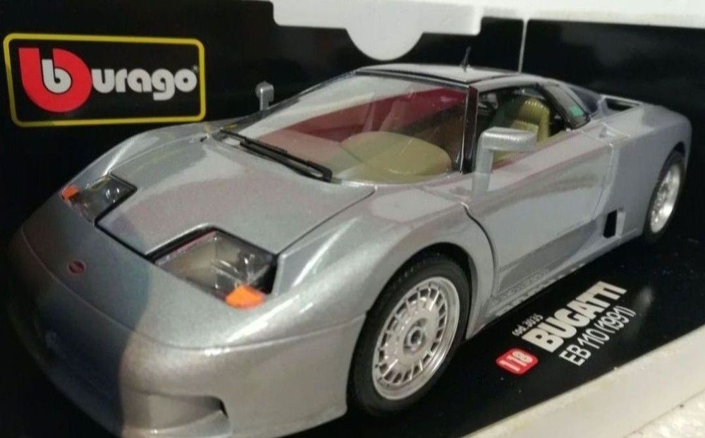 Macheta auto Bugatti EB110 (1991) la scara 1:18 produsă de Bburago