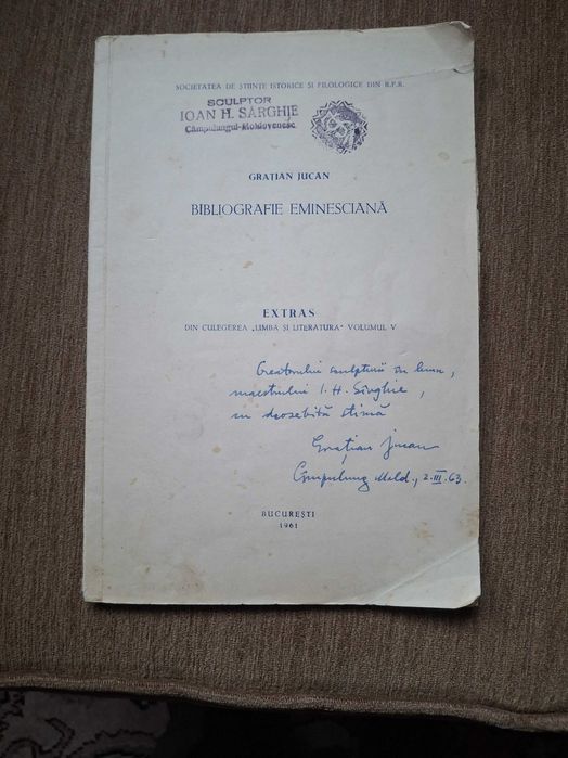 Bibliografie eminesciana-Gratian Jucan,Bucuresti 1961 (vezi descriere)
