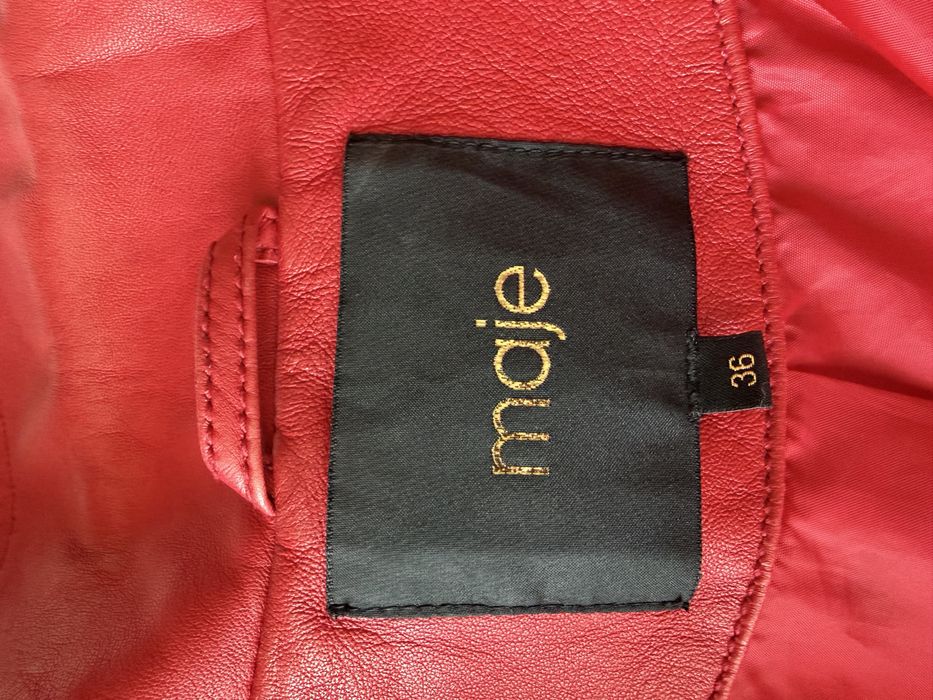 geaca de piele rosie maje