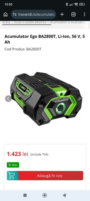 Coasa electrica ego power pe acumulator  TS1510E