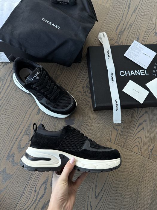 Chanel естествен велур черни маратонки сникърси