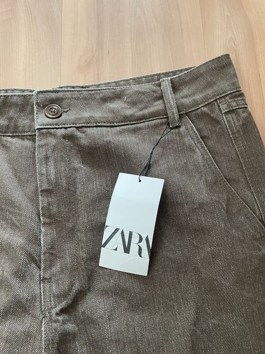 Модерни нови дънки Zara, цв.кафяв, нови, с етикет, р-р 44