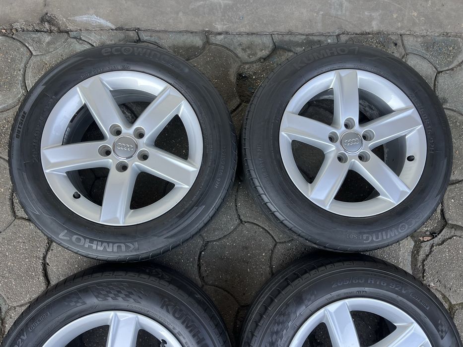 Jante aliaj 5x112mm, anvelope vara 205/60 R16, Audi A3, A4 B7 B8 B9, A6, VW Seat Skoda