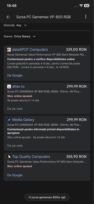 Sursa PC GAMEMAX VP-800 RGB, 800W, 120mm, 80 Plus Bronze, Semi Modular