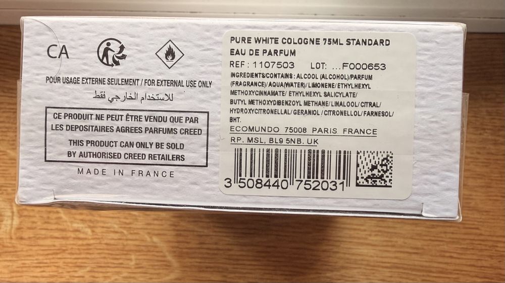 Creed Pure white Cologne