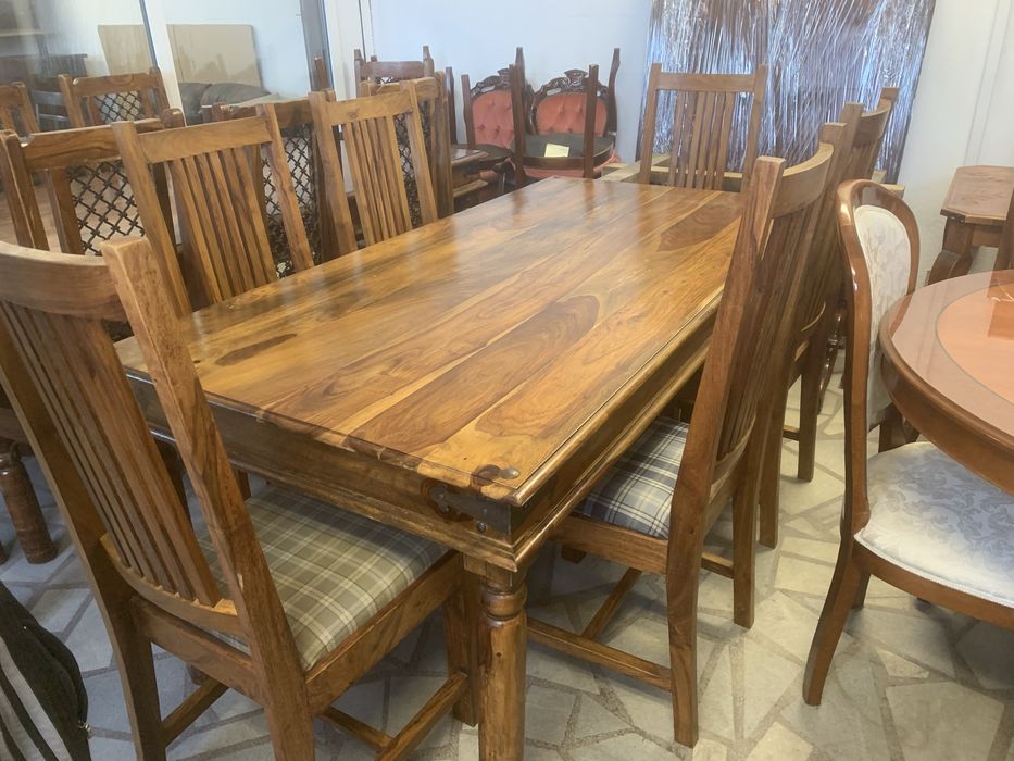Масивна тикова маса с 6 стола