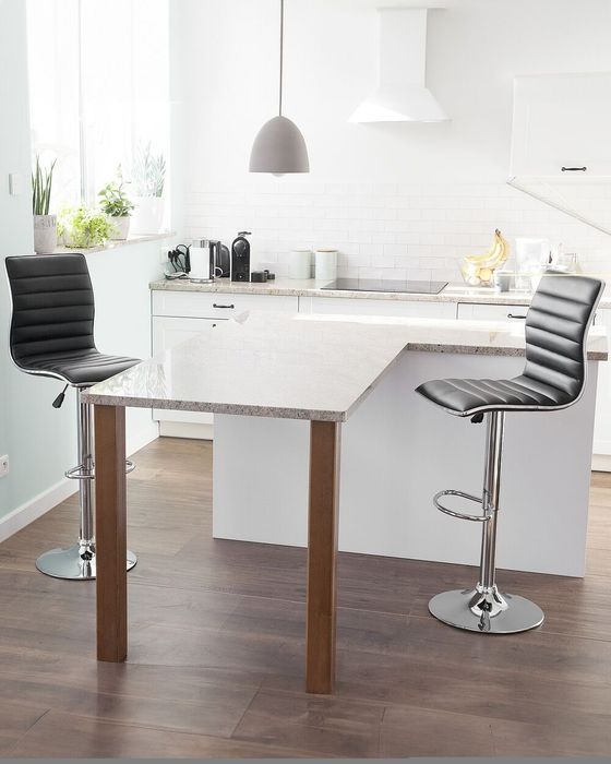 Set 2 scaune de bar din piele ecologică, Beliani