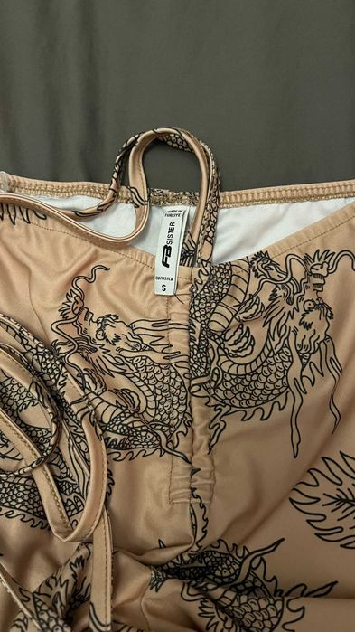Pantaloni evazați cu imprimeu dragon