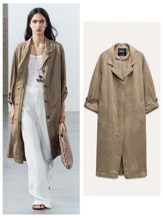 Zara ленен тренч НОВ