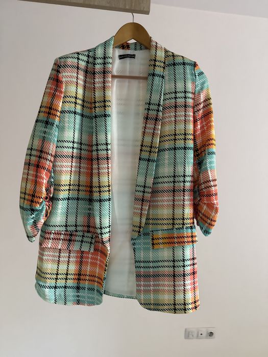 карирано сако с 3/4 ръкав