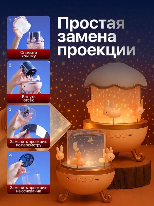 Проектор ночник звездное небо с проекцией подарок девочке