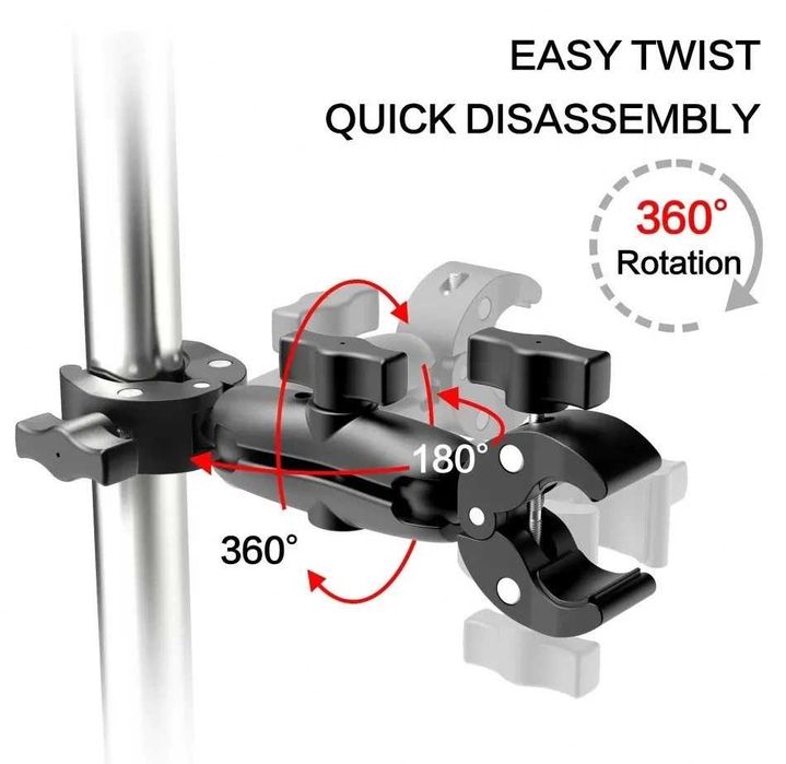 Kit prindere motocicleta selfie stick 2x clema dubla Insta360 X3 X4 X5