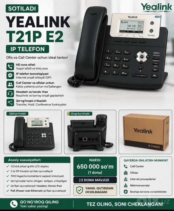 Yealink t21 aloqa apparati
