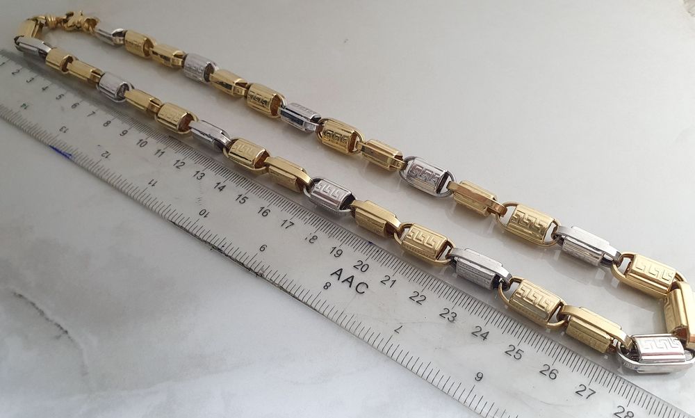 Lanț bărbătesc din aur galben și alb de 14K – lungime 60 cm