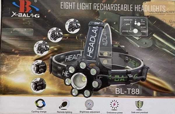 Челник X-BALOG BL-T88 с 1 брой XML T6, 7 броя CREE XML COB диоди, ZOOM