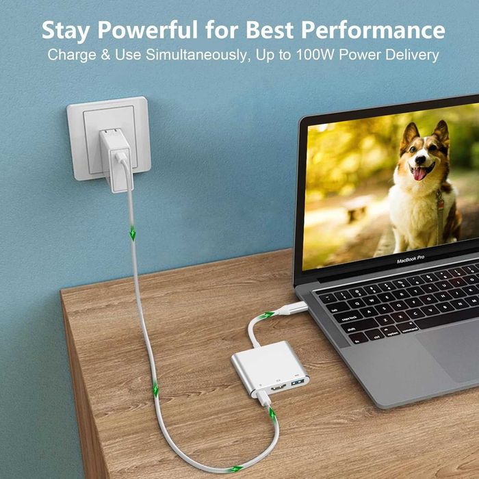 НОВ! USB-C към HDMI адаптер 3-в-1 – 4K, PD 100W, USB 3.0