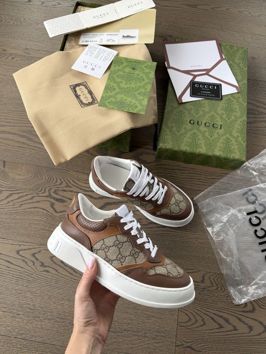 ПРОМО ЦЕНА Gucci обувки сникърси кецове естествека кожа кафяви