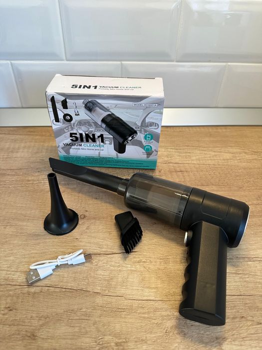 Mini aspirator auto portabil 5 in 1 cu accesorii nou