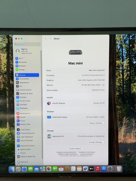 Mac Mini 2018 i7 64GB RAM 512 SSD macOS Sequoaia WiFi Factura + Garanție