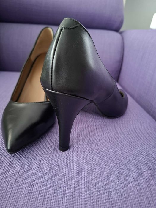 Vand stiletto negri NOI, piele, facuti la comanda