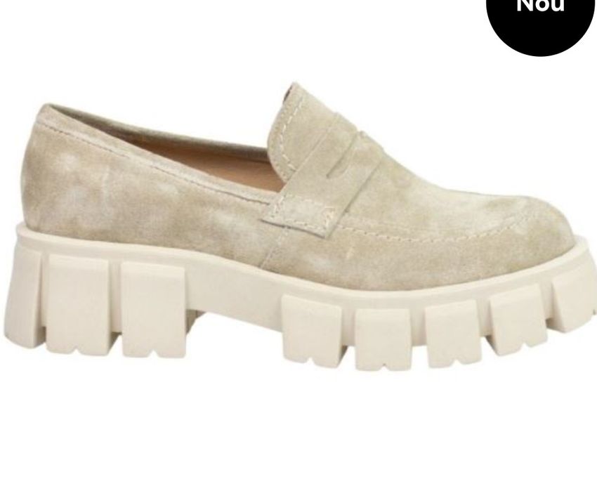 Pantofi Oxford Ted Shoes dama piele întoarsă bej 37