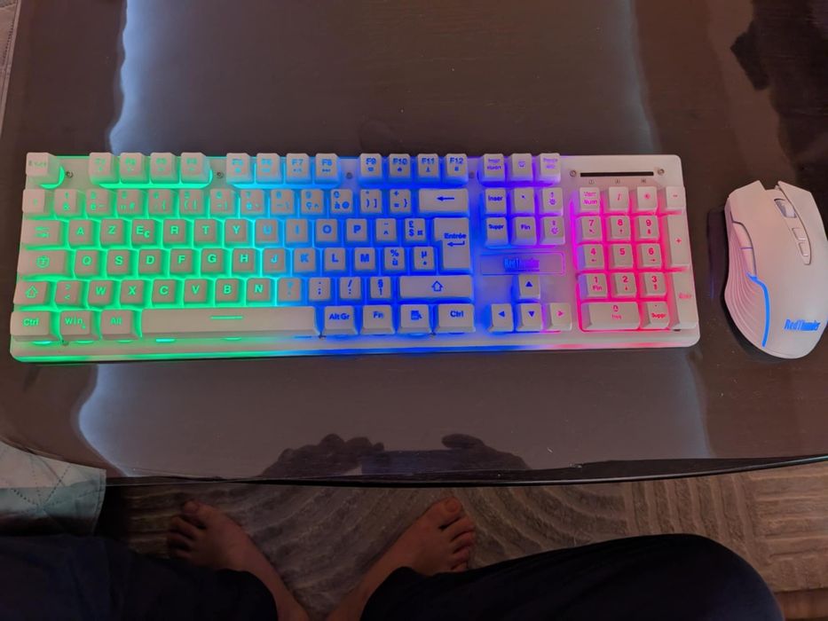 Гейминг RedThunder безжичен комплект клавиатура + мишка (бял)