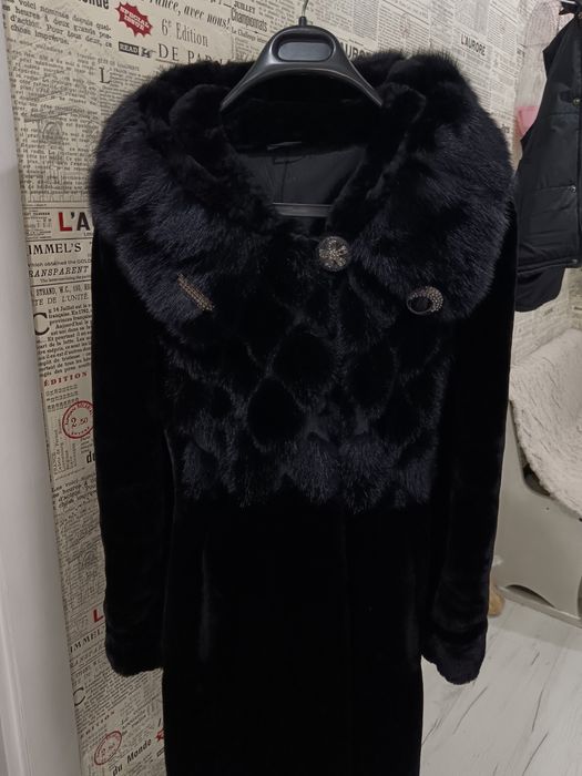 Шуба со вставкой норка