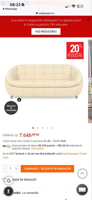 Set premium din piele naturală Mobexpert – canapea + 2 fotolii