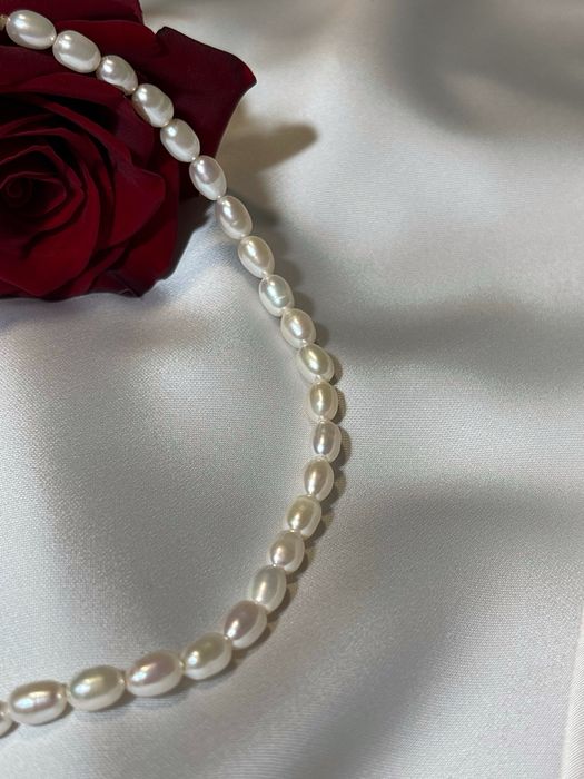 Colier din perle naturale de cultură cu 3 biluțe din aur 14 k