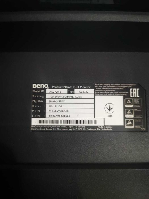 Monitor Gaming BenQ ZOWIE XL2720 – 27 inch, 144Hz, 1ms–Cutie Originală