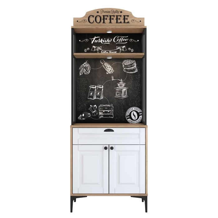 Кът за кафе Puzzle-home 3123, С осветление, Кухненски шкаф, 70х40х170