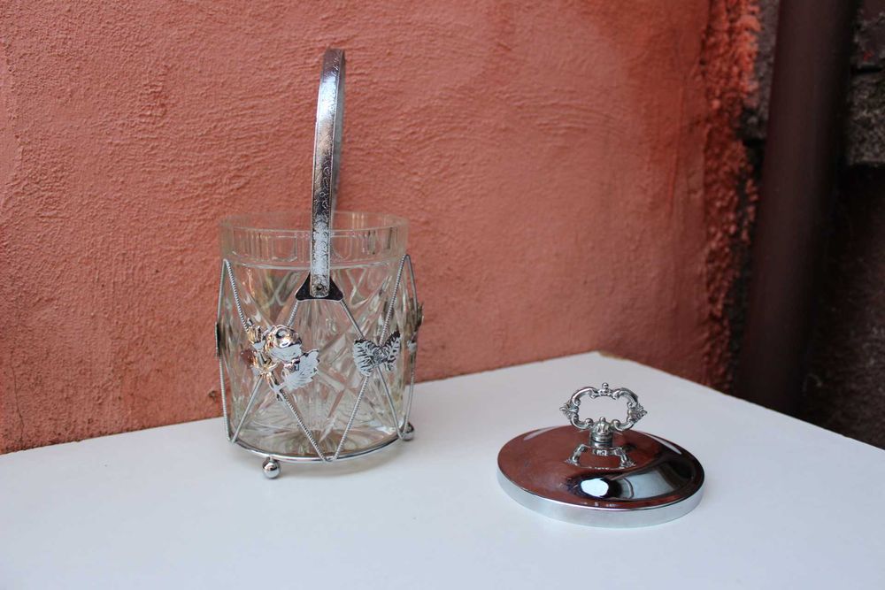 Bomboniera sticla taiata/metal ANGLIA, prima parte secol 20