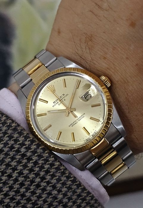 Ceas Rolex Oyster Perpetual Date 1977 aur 18 k, cal 3035 nu omega breitling zenith