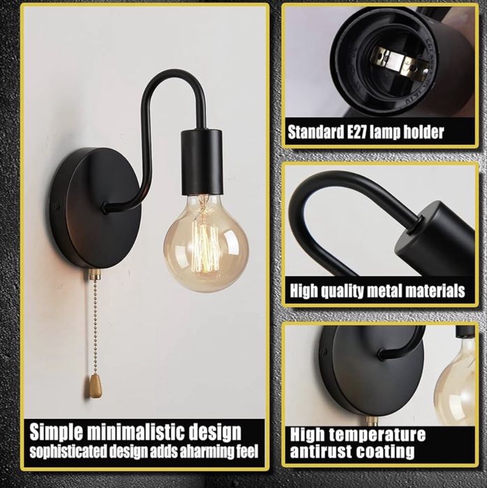 Lampă de perete interioară Lightess cu întrerupător