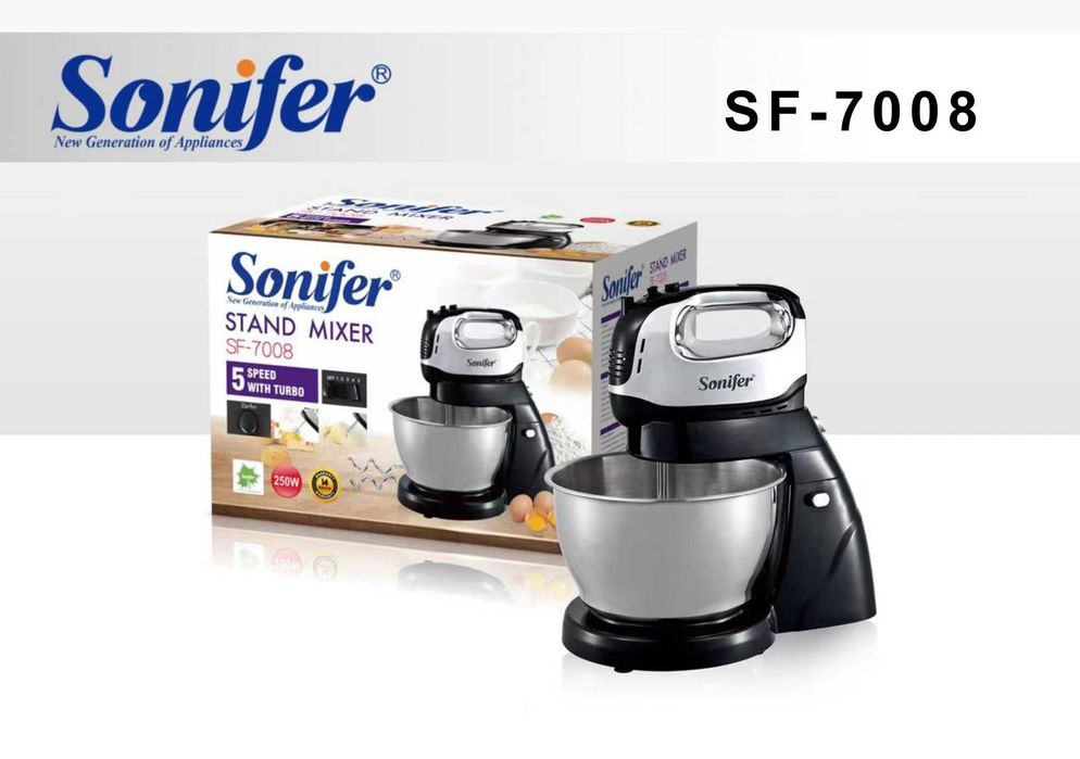 Миксер Sonifer SF-7008, с вращающейся чашей  4 литра/ 5 скоростей mi13