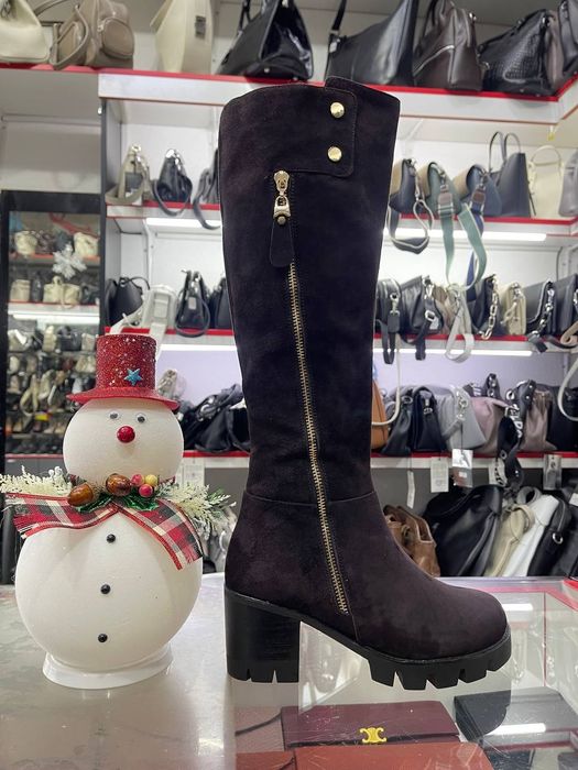 Сапожки теплые из натурального замша, распродажа