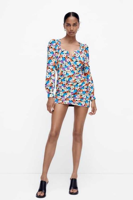ZARA Рокля с щампа на цветя XS