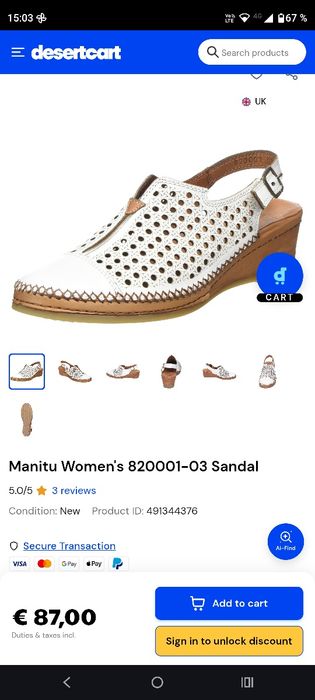 Sandale piele int/ext cusute 24 cm m.37