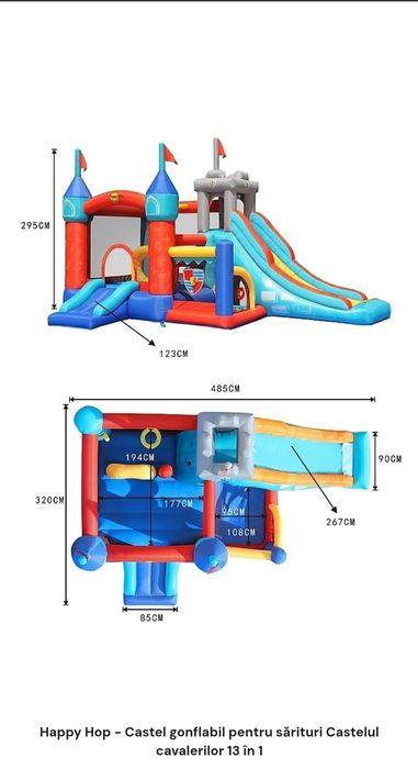 Castel tobogan gonflabil pt distractie, petreceri, zile de nastere in aer liber sau interior