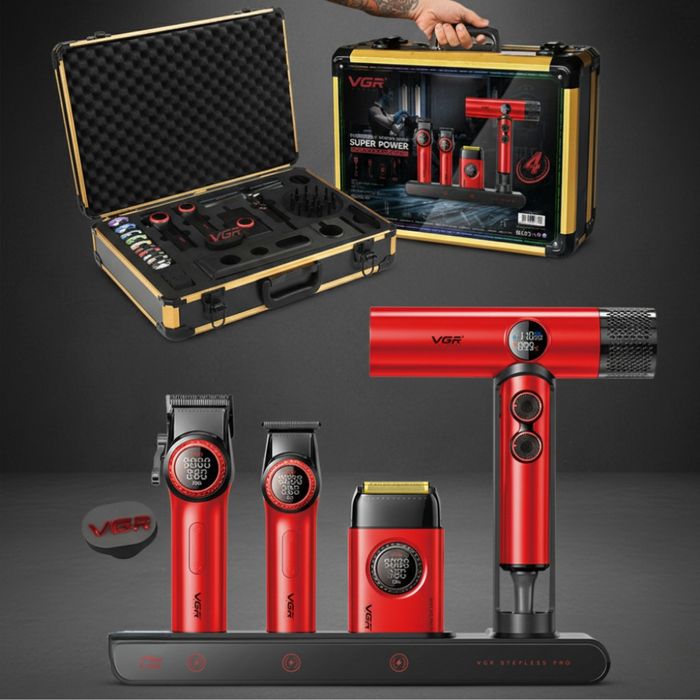 Професионален комплект машинки за подстригване  VGR Stepless 4в1