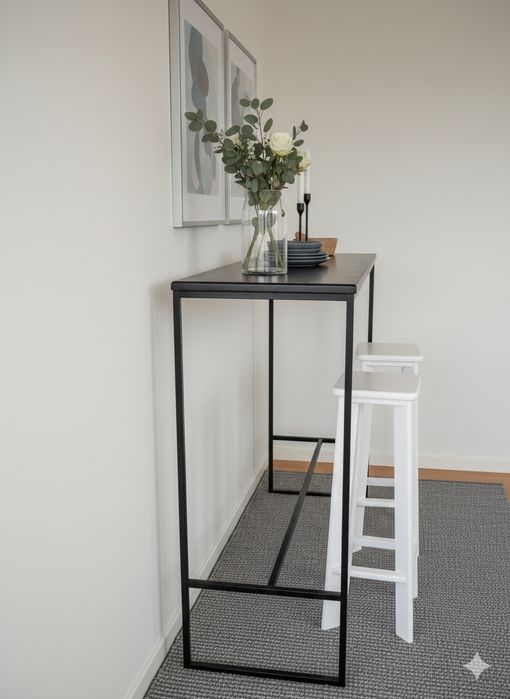 Бар маса с три стола нов комплект масивна дървесина и метал