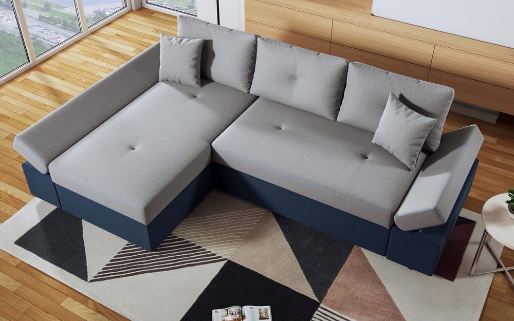 Ъглов Диван Сиво с опция за сън