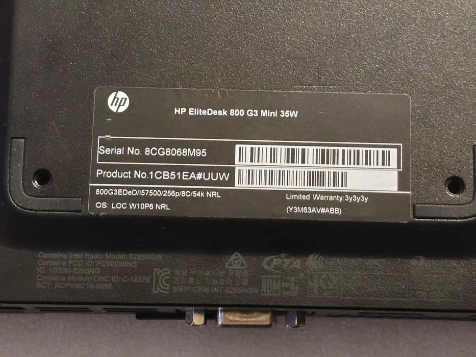 Mini PC HP EliteDesk 800 G3 i5-7500, 8GB DDR4, 480GB SSD, Intel HD 630