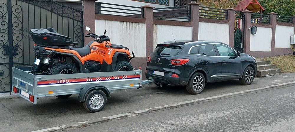 Remorca basculabila ATV 750kg noua REPO carte RAR nr. rosu