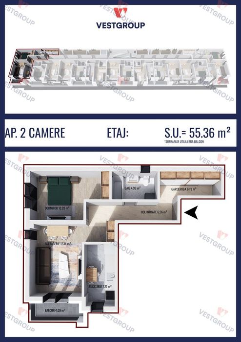 Apartament 2 camere Decomandat si boxa proprie etaj Direct Dezvoltator — fotografia 2